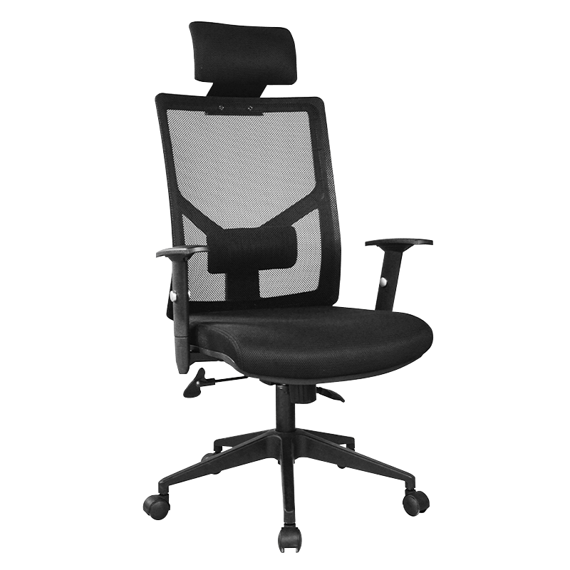 Silla ergonómica de secretaria con respaldo alto y reposabrazos ajustable (W-9104A)