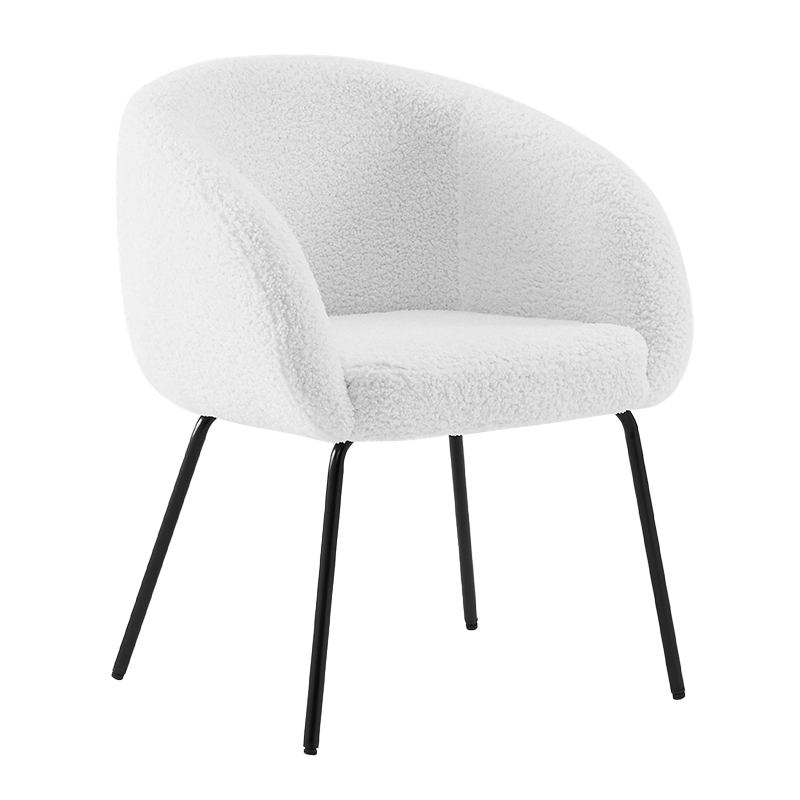 Sillón barril con respaldo bajo de vellón de peluche blanco (Y-C06)