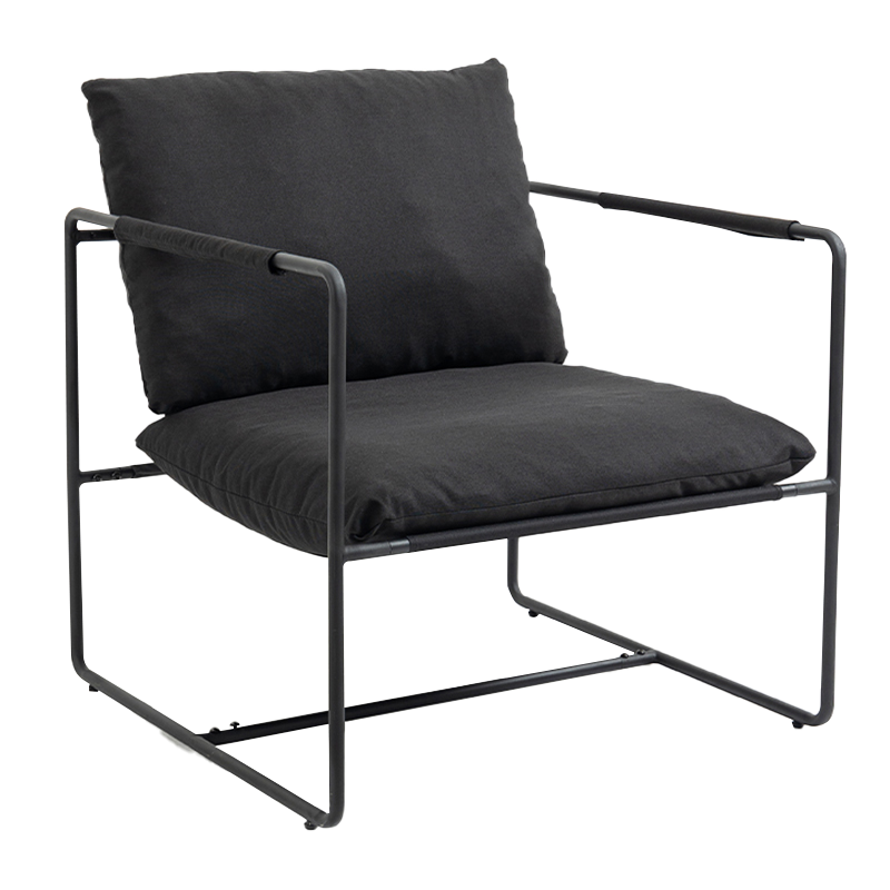 Sofá sillón tapizado individual con estructura de hierro negro (Y-C38)