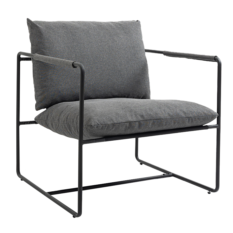 Sofá sillón tapizado individual con estructura de hierro gris (Y-C38)