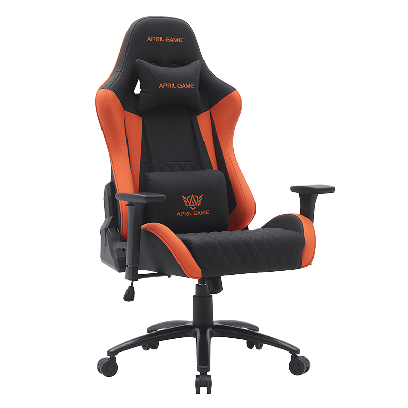 Silla de juego giratoria moderna naranja con reposabrazos ajustables 3D (T-7122)