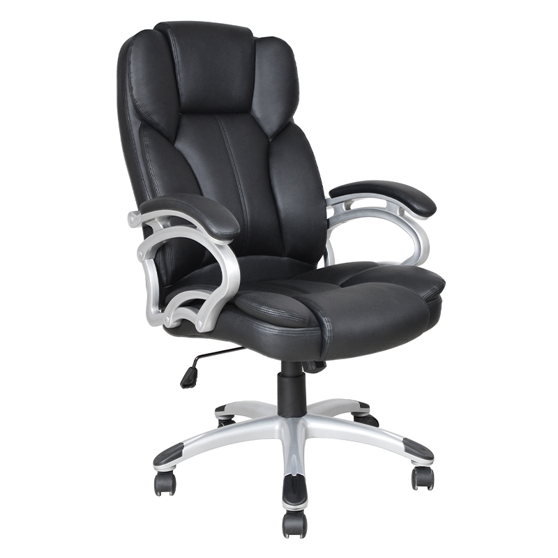 Asiento de oficina ejecutivo con reposabrazos y almohadilla fija con respaldo alto negro (Y-2825)