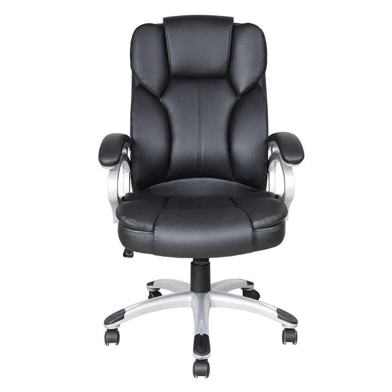 Asiento de oficina ejecutivo con reposabrazos y almohadilla fija con respaldo alto negro (Y-2825)