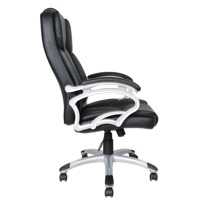 Asiento de oficina ejecutivo con reposabrazos y almohadilla fija con respaldo alto negro (Y-2825)