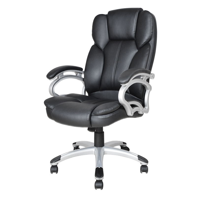 Asiento de oficina ejecutivo con reposabrazos y almohadilla fija con respaldo alto negro (Y-2825)
