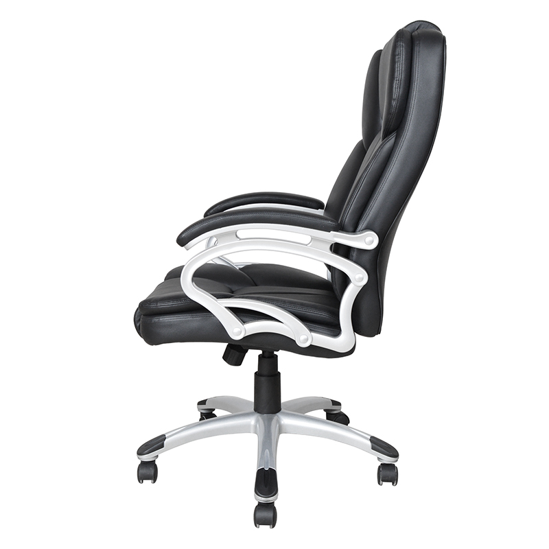 Asiento de oficina ejecutivo con reposabrazos y almohadilla fija con respaldo alto negro (Y-2825)
