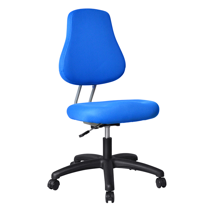 Silla de trabajo para personal sin brazos de tela azul con base de nailon （M-6122)