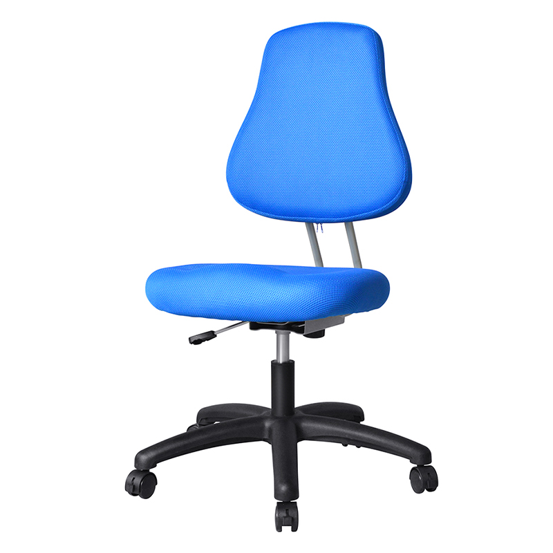 Silla de trabajo para personal sin brazos de tela azul con base de nailon （M-6122)
