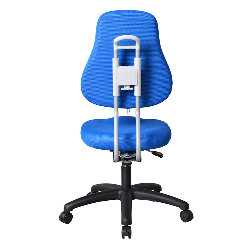Silla de trabajo para personal sin brazos de tela azul con base de nailon （M-6122)