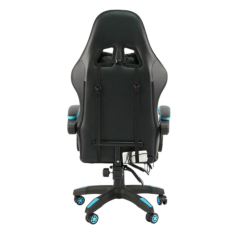 Silla de juego Led con reposabrazos ajustable para Gamer RGB giratorio profesional azul con reposapiés (Y-2442)