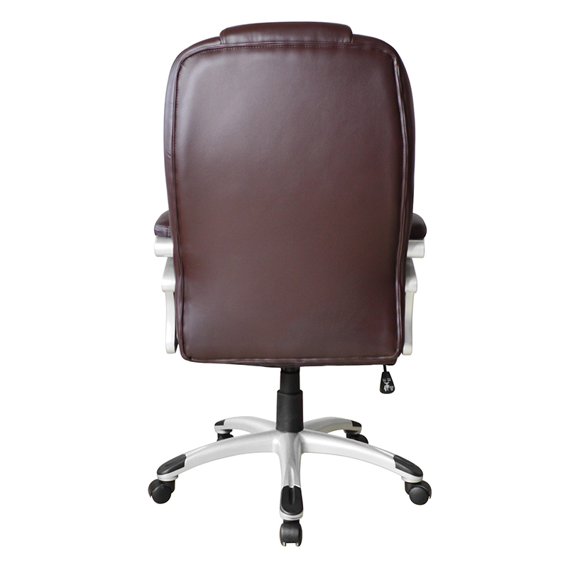 Asiento de oficina ejecutivo con reposabrazos y almohadilla fija con respaldo alto marrón (Y-2825)