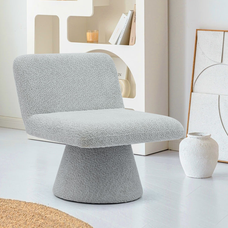 Sillón giratorio tapizado en gris moderno, sillón decorativo de tela para sala de estar, sofá individual (GY-642)