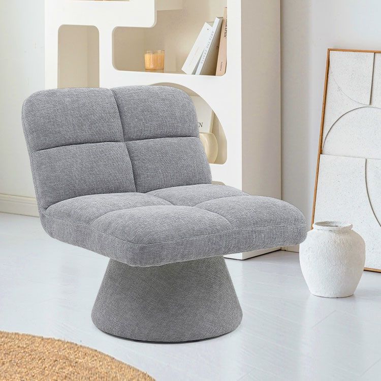 Hogar contemporáneo nórdico único tela sin brazos cojín suave sofá giratorio sillas para sala de estar con base giratoria (GY-643)