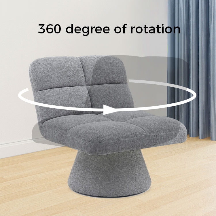 Hogar contemporáneo nórdico único tela sin brazos cojín suave sofá giratorio sillas para sala de estar con base giratoria (GY-643)