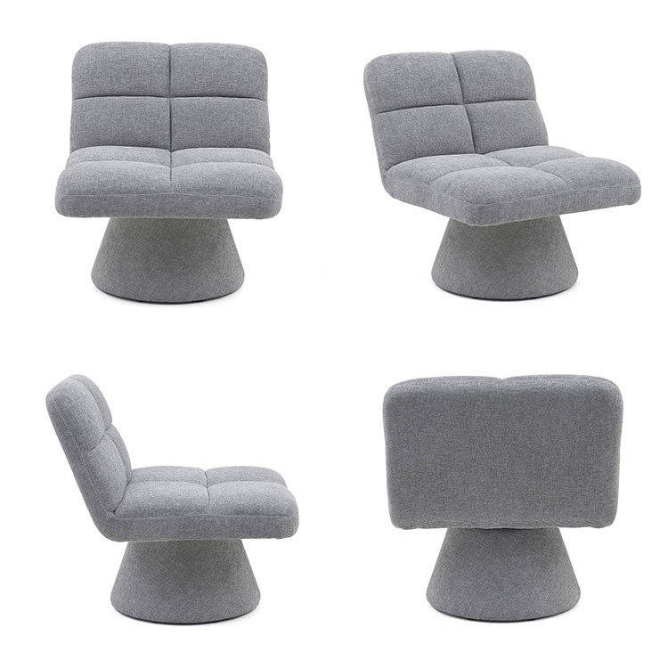 Hogar contemporáneo nórdico único tela sin brazos cojín suave sofá giratorio sillas para sala de estar con base giratoria (GY-643)