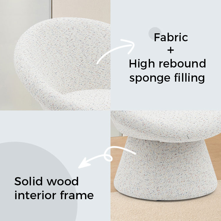 Silla de salón de forma redonda perezosa de tela blanca nórdica, sofá de una plaza, sillones decorativos con respaldo (GY-645)