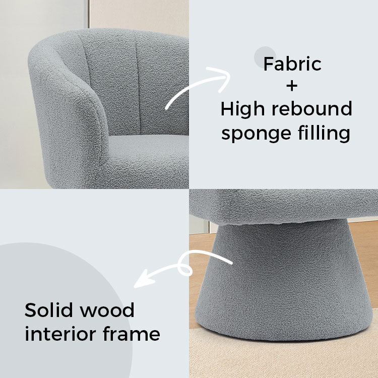 Gris estilo de ocio interior cómodo cojín de asiento grueso giratorio Hotel Accent Chaise Lounge sillón para sala de estar (GY-646)