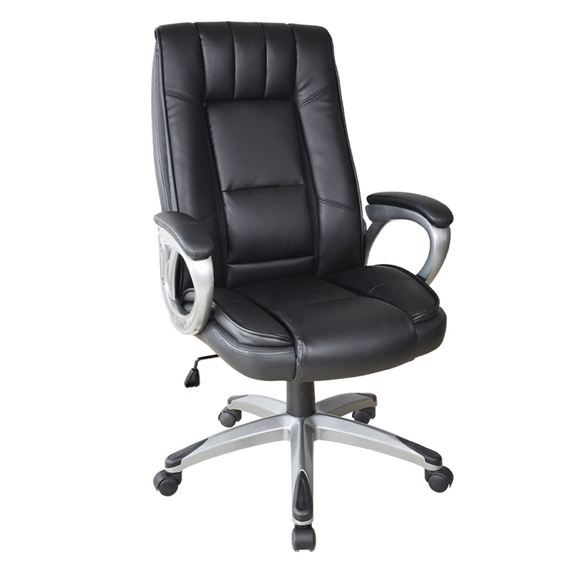 Silla ergonómica de oficina con reposabrazos y almohadilla de pintura de cuero negro (M-6113)