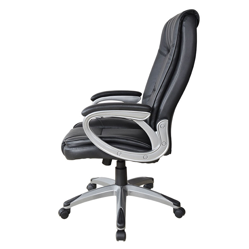 Silla ergonómica de oficina con reposabrazos y almohadilla de pintura de cuero negro (M-6113)