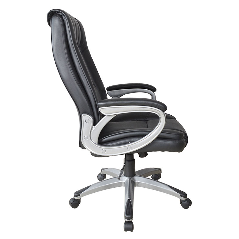 Silla ergonómica de oficina con reposabrazos y almohadilla de pintura de cuero negro (M-6113)