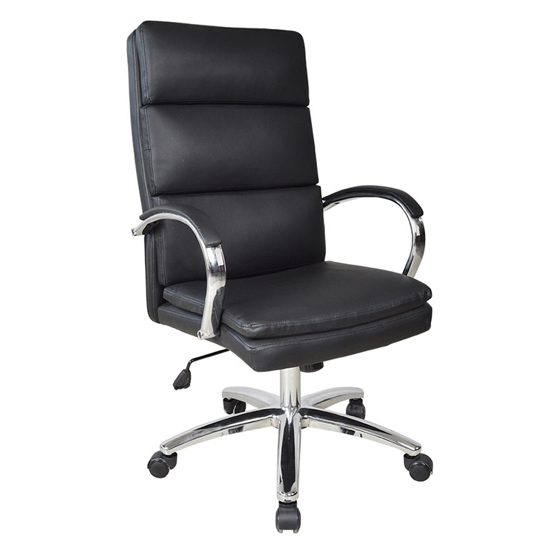 Silla de oficina ejecutiva con reposabrazos y respaldo alto cromado (M-6114)