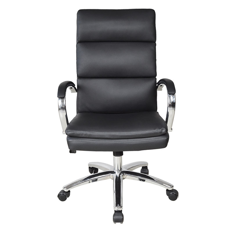 Silla de oficina ejecutiva con reposabrazos y respaldo alto cromado (M-6114)