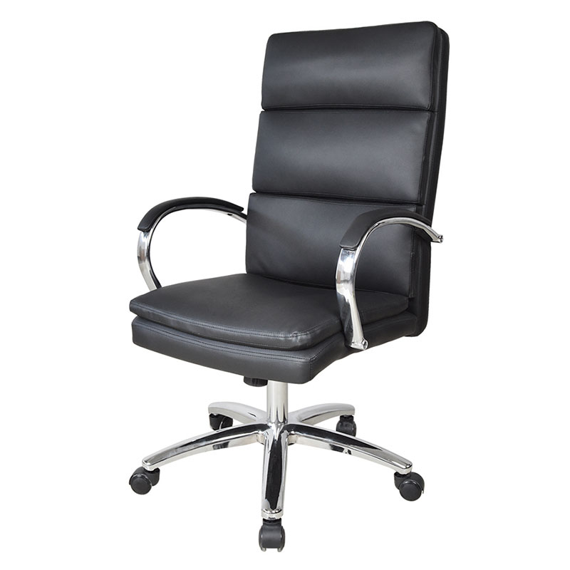 Silla de oficina ejecutiva con reposabrazos y respaldo alto cromado (M-6114)