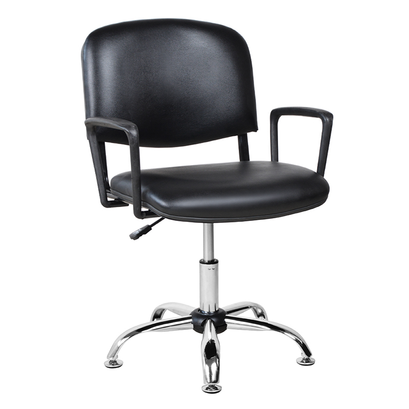Silla de salón con reposabrazos de metal y respaldo bajo de PU con deslizamiento cromado (M-6118)