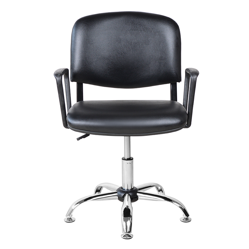 Silla de salón con reposabrazos de metal y respaldo bajo de PU con deslizamiento cromado (M-6118)