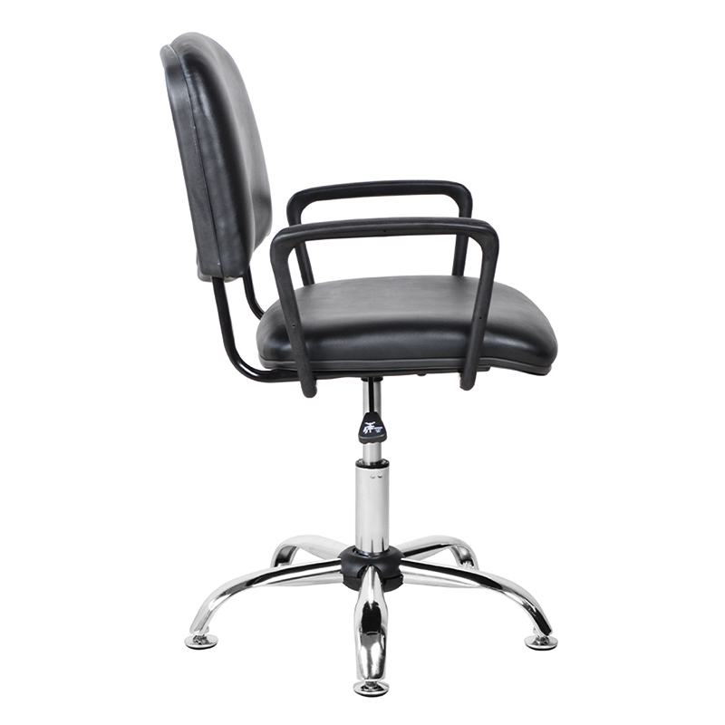 Silla de salón con reposabrazos de metal y respaldo bajo de PU con deslizamiento cromado (M-6118)