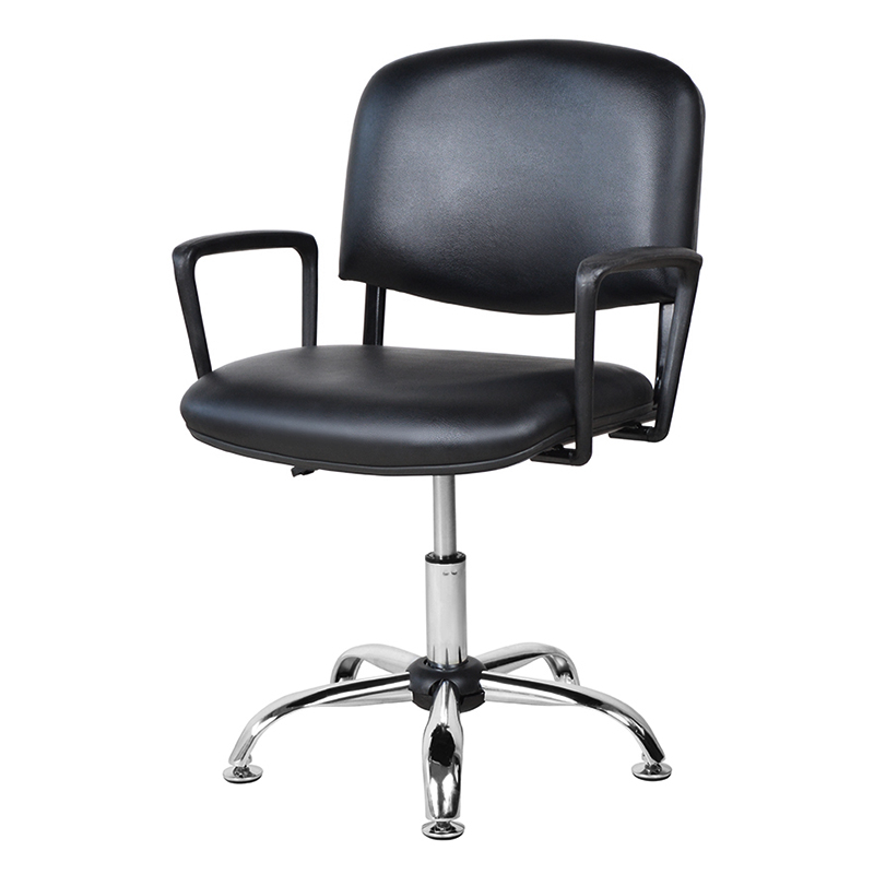 Silla de salón con reposabrazos de metal y respaldo bajo de PU con deslizamiento cromado (M-6118)