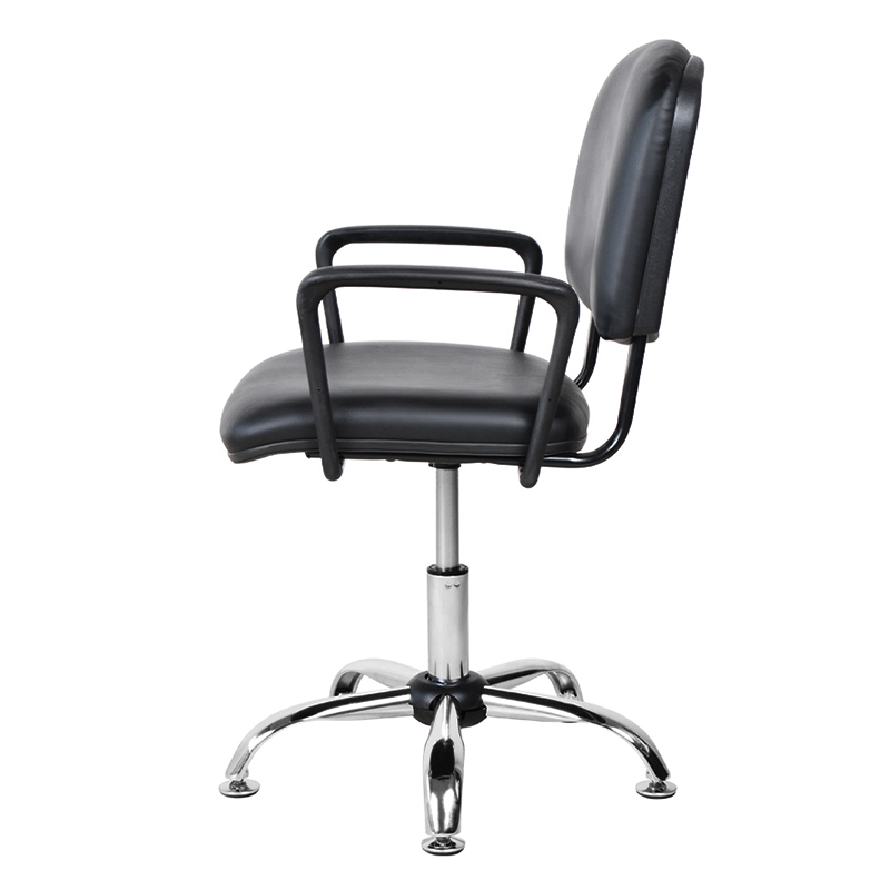 Silla de salón con reposabrazos de metal y respaldo bajo de PU con deslizamiento cromado (M-6118)