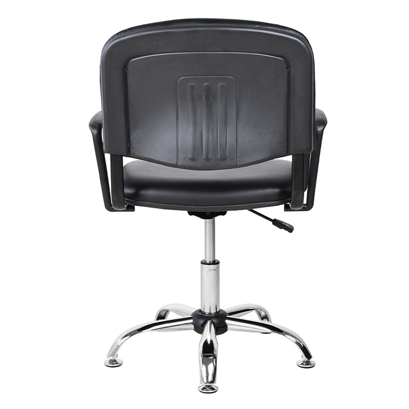 Silla de salón con reposabrazos de metal y respaldo bajo de PU con deslizamiento cromado (M-6118)
