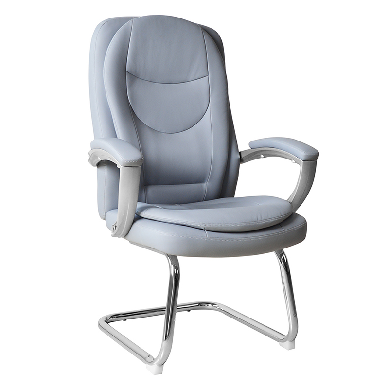 Silla moderna para conferencias de cuero con respaldo alto y base cromada fija (M-6124)