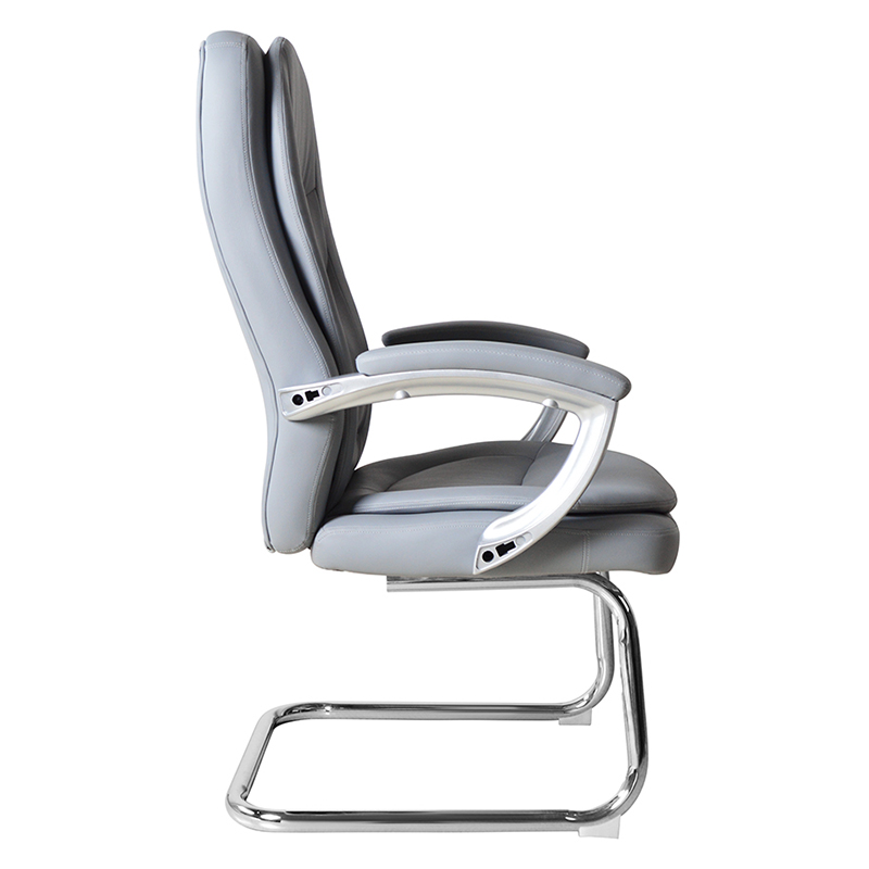 Silla moderna para conferencias de cuero con respaldo alto y base cromada fija (M-6124)
