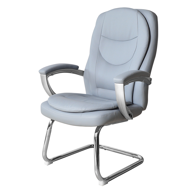 Silla moderna para conferencias de cuero con respaldo alto y base cromada fija (M-6124)