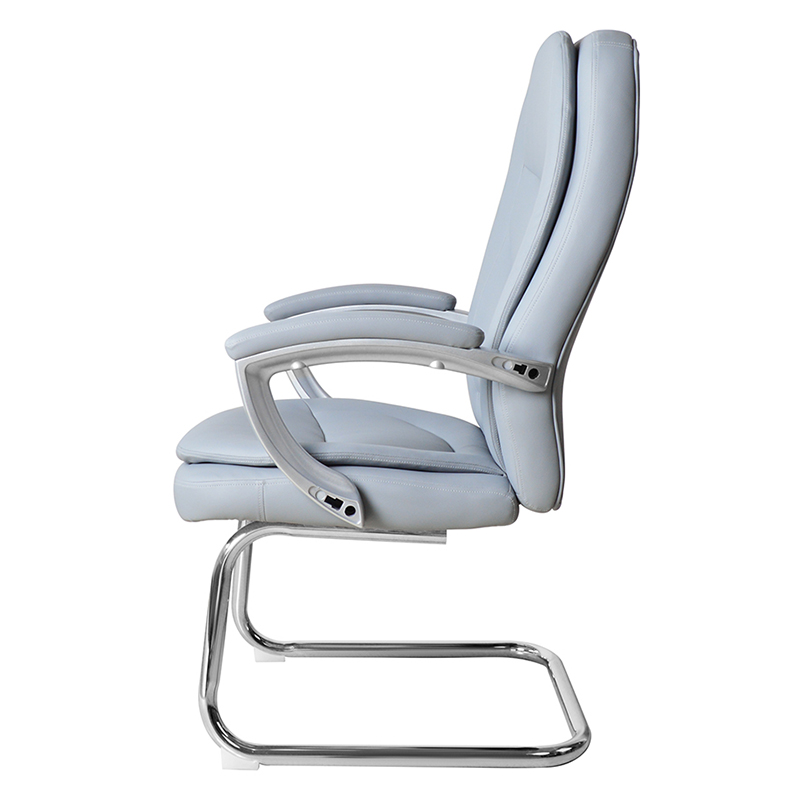 Silla moderna para conferencias de cuero con respaldo alto y base cromada fija (M-6124)