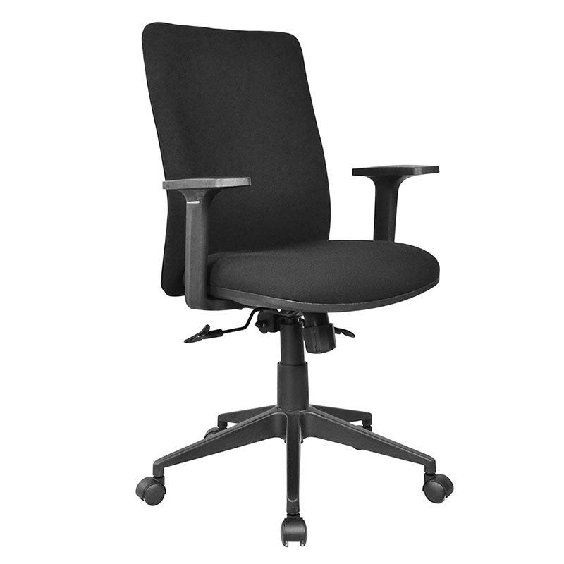 Silla de trabajo para personal con reposabrazos de PP con respaldo medio de tela (M-6127)