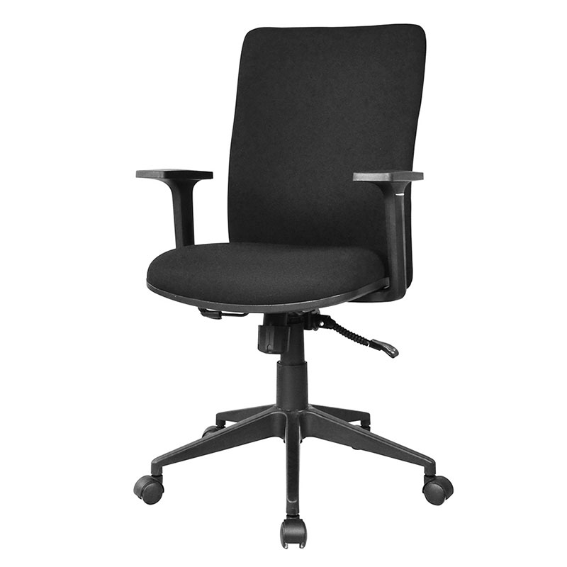Silla de trabajo para personal con reposabrazos de PP con respaldo medio de tela (M-6127)