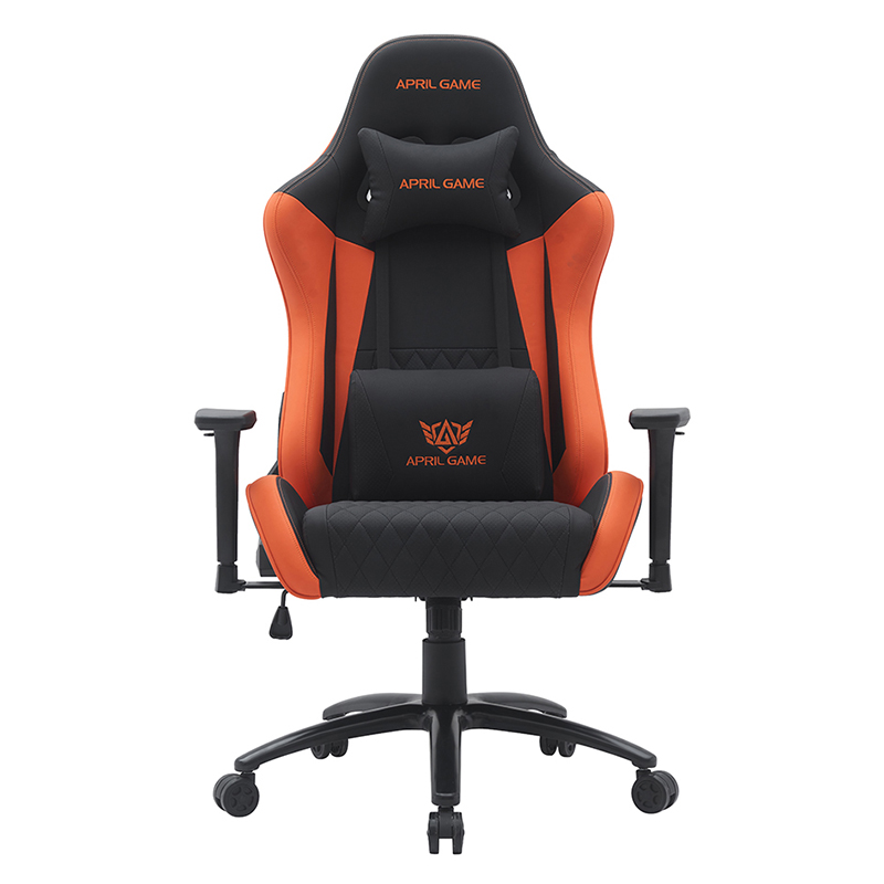 Silla de juego giratoria moderna naranja con reposabrazos ajustables 3D (T-7122)