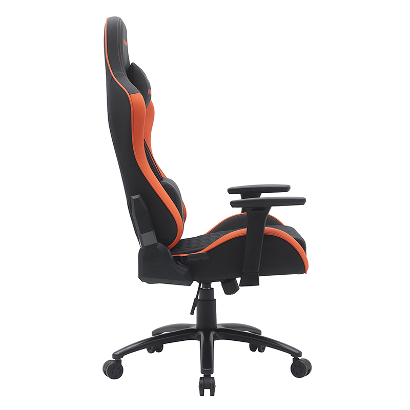 Silla de juego giratoria moderna naranja con reposabrazos ajustables 3D (T-7122)