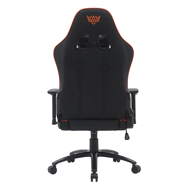 Silla de juego giratoria moderna naranja con reposabrazos ajustables 3D (T-7122)