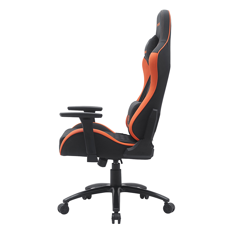Silla de juego giratoria moderna naranja con reposabrazos ajustables 3D (T-7122)