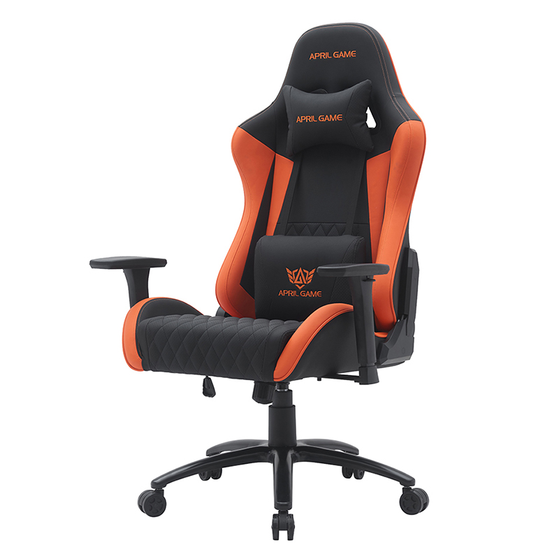 Silla de juego giratoria moderna naranja con reposabrazos ajustables 3D (T-7122)