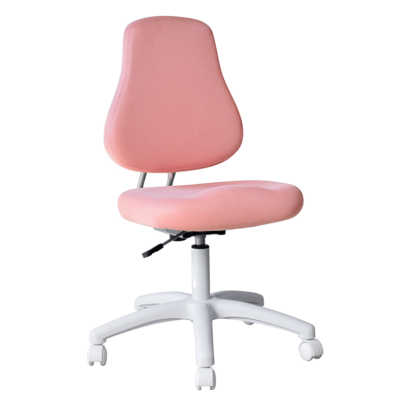 Silla de trabajo para personal sin brazos de tela rosa con base de nailon （M-6122)