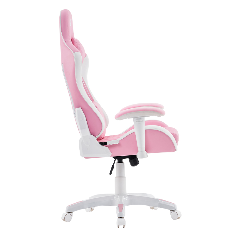 Silla de juego giratoria moderna rosa con reposabrazos ajustables 3D (T-7122)