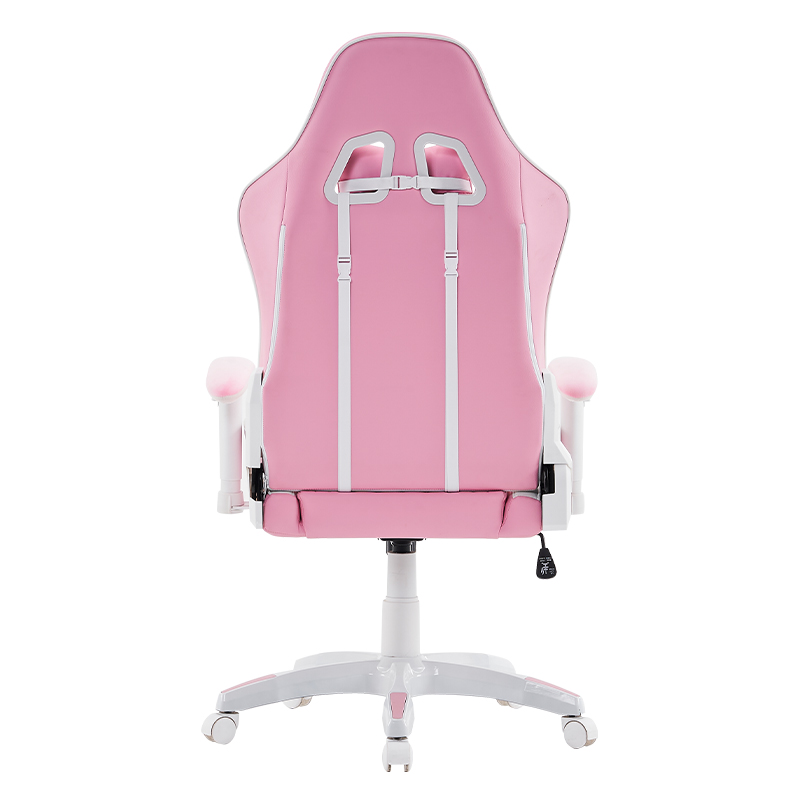Silla de juego giratoria moderna rosa con reposabrazos ajustables 3D (T-7122)