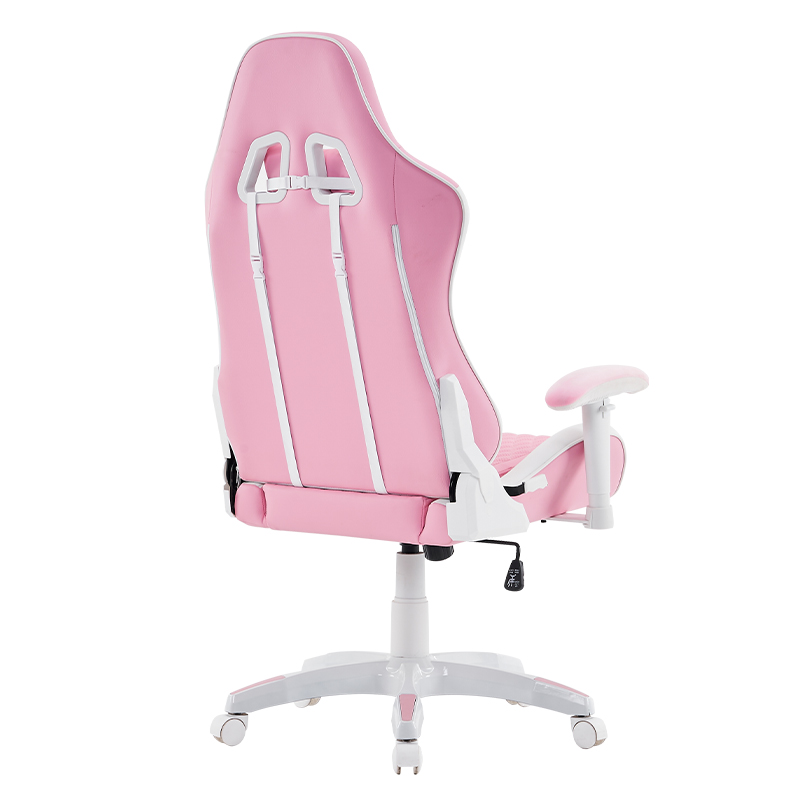 Silla de juego giratoria moderna rosa con reposabrazos ajustables 3D (T-7122)