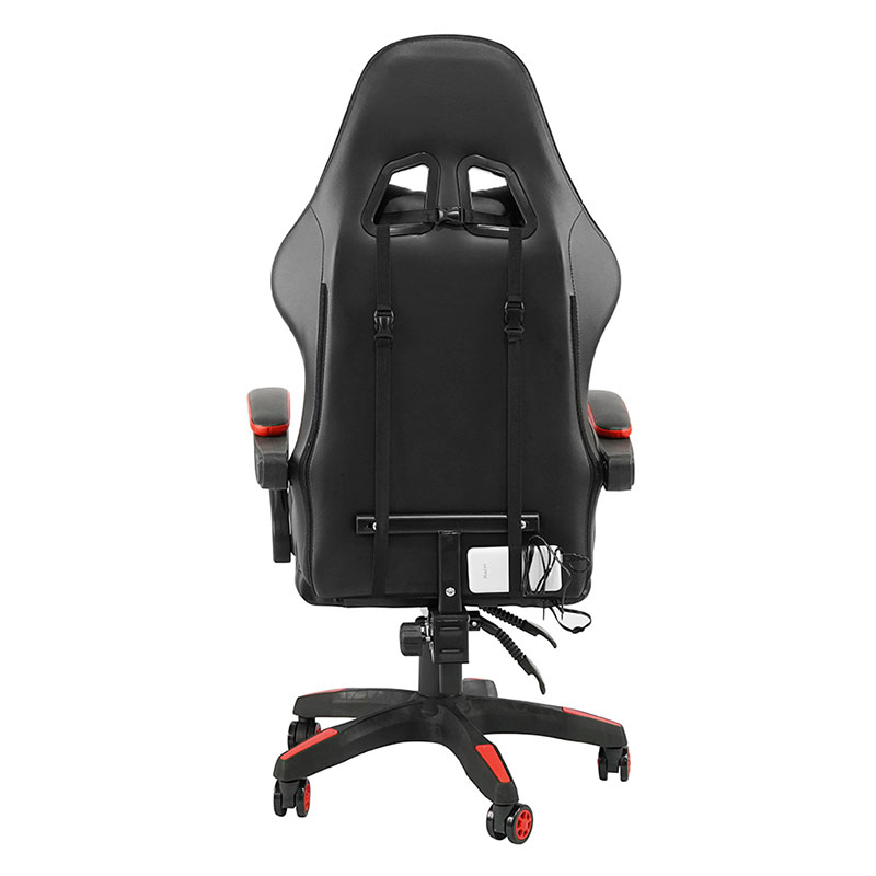 Silla de juegos Led con reposabrazos ajustable para jugadores RGB giratorio profesional rojo con reposapiés (Y-2442)