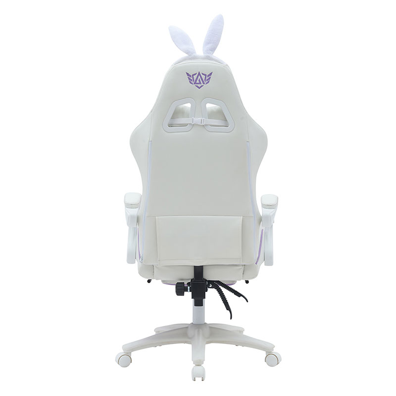 Cuero sintético 360 giratorio PVC PU cómoda reclinable lindo blanco púrpura Silla de juego para niña Silla Gamer para carreras (T-7114B)